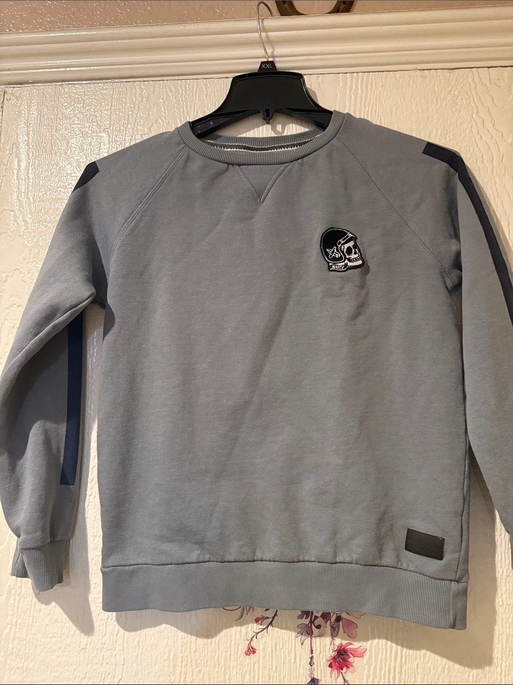 Munster Gray Crewneck Sweatshirt with Skull Patch